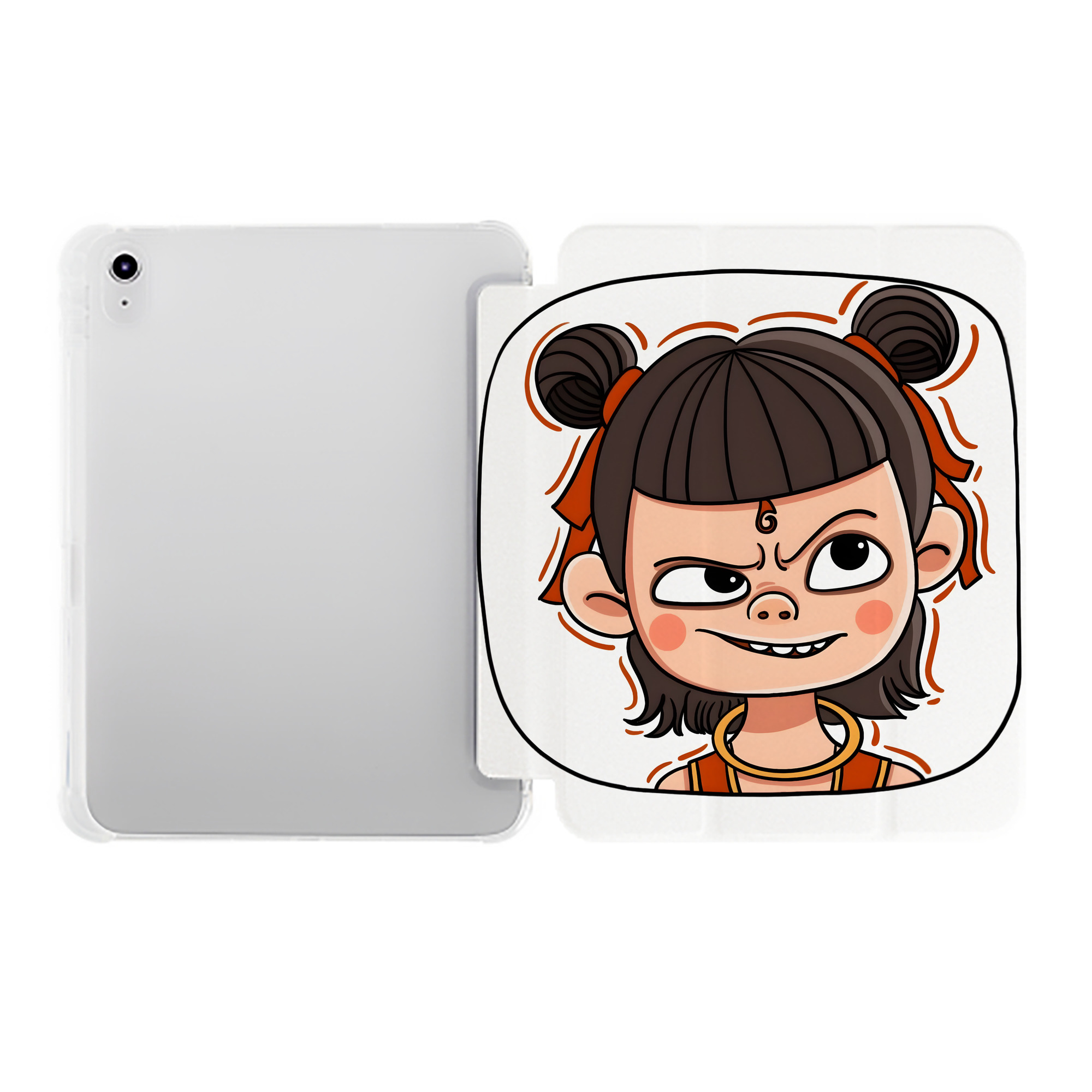 （画像用） Ne Zha 2 ナタ 魔童の大暴れ IPad ケース ペン収納付き 三つ折りスタンド PUレザー×シリコン 対応機種9.5/10.5/10.9インチ